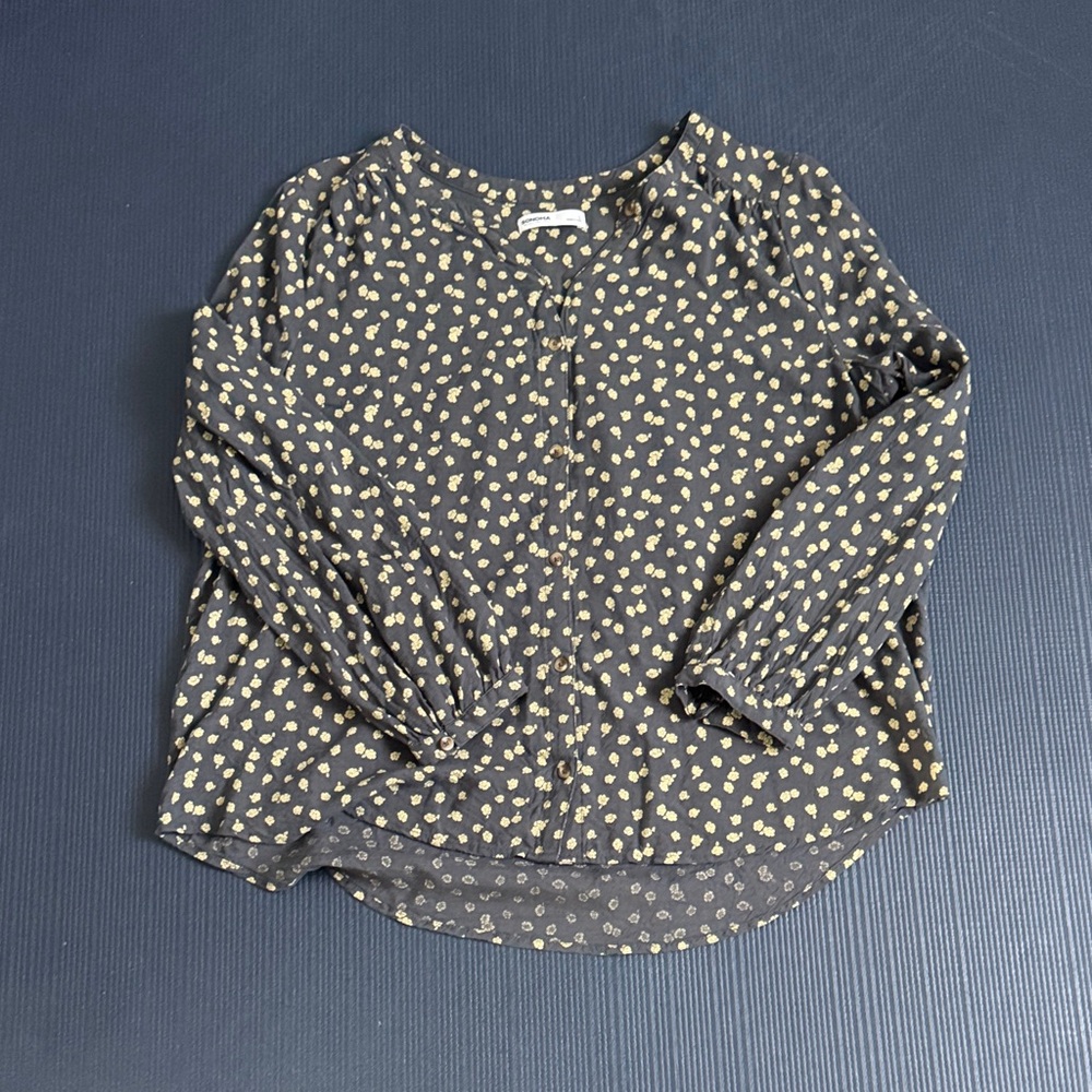 Sonoma Floral-Print Button Down Blouse, L, excellent condition